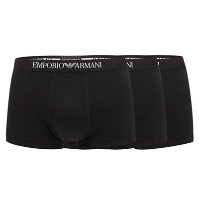 Emporio Armani Pack of three black cotton trunks